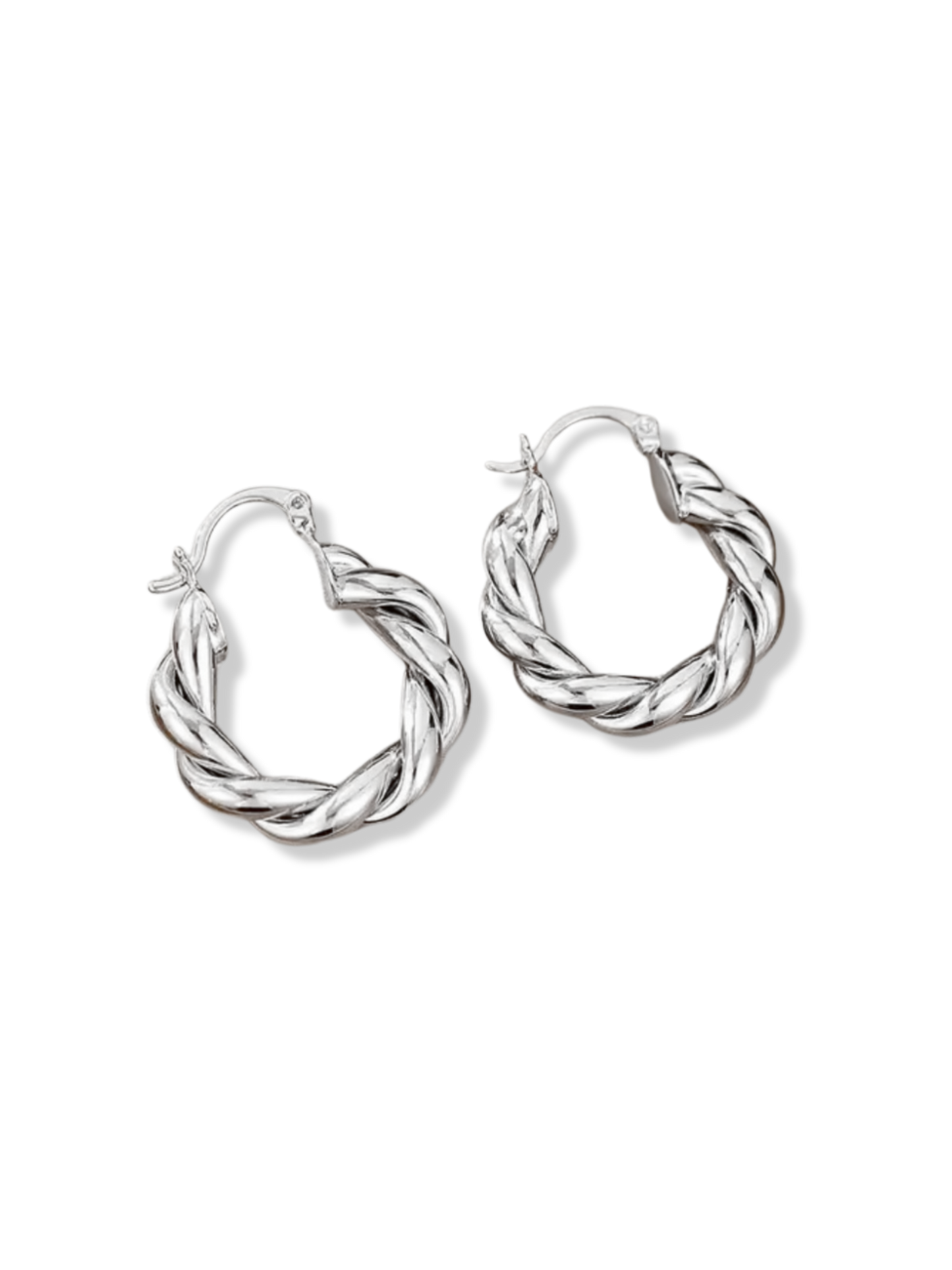 Twisted Hoop Silver Earrings