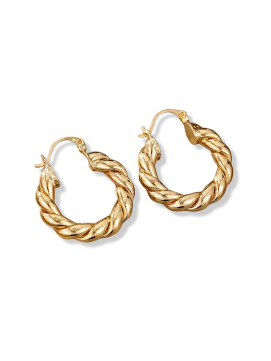 Twisted Hoop Gold Earrings