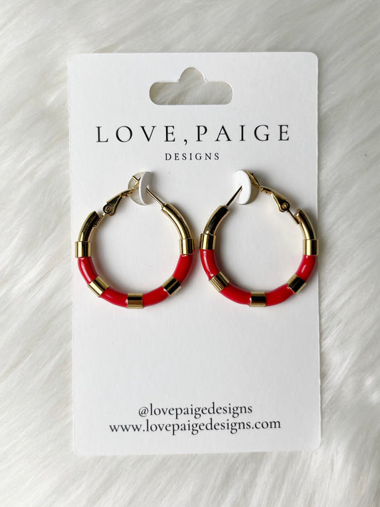 Sophia Red Hoop Earrings