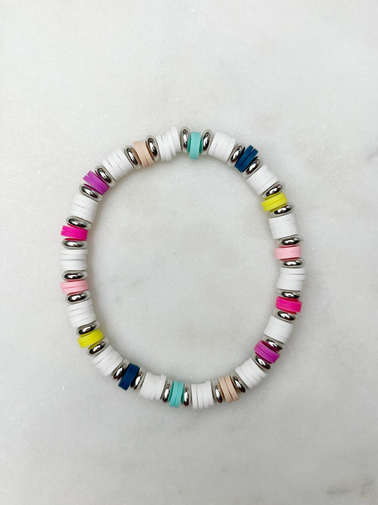 Silver Rainbow Clay Bracelet