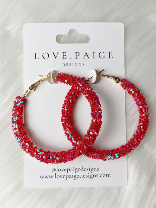 Eve Red Hoop Earrings