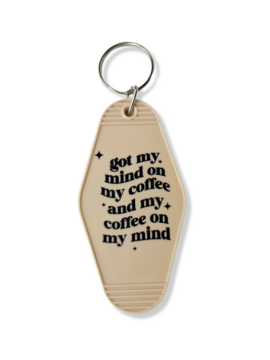 Coffee on my Mind Tan Keychain