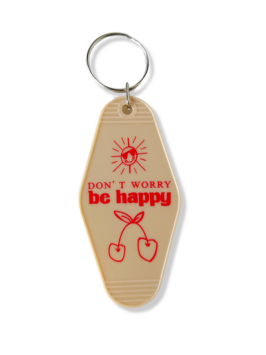 Be Happy Tan Keychain