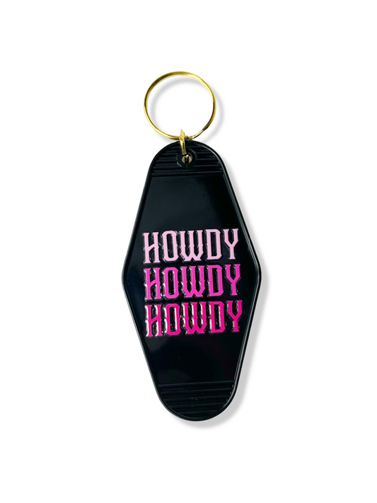 Triple Howdy Black Keychain