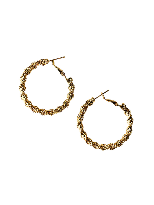 Chunky Glitter Gold Hoop Earrings